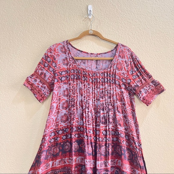 URBAN OUTFITTERS ECOTE Amethyst Pleated Pintuck Dress Sz L Boho Peasant Country - Picture 6 of 11
